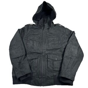 Levis Black Utility Military Full Zip Bomber Jacket Men's XL Quilt Fleece Line